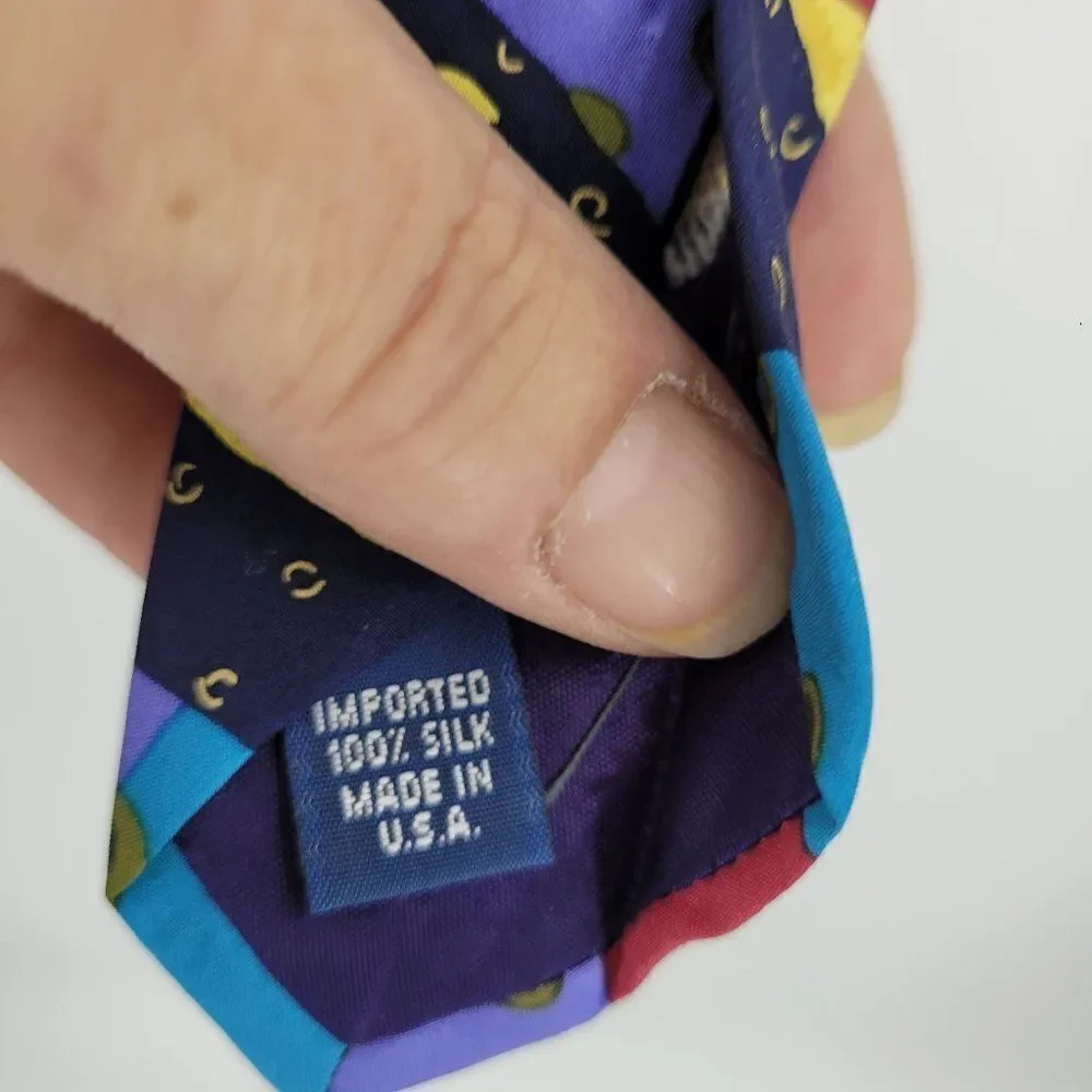 90's The Beatles Neck Tie‎ Yellow Submarine Silk Unisex Whimsical Colorful USA